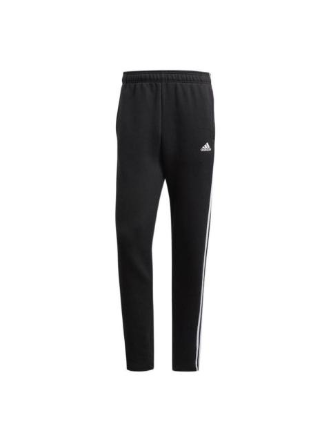 Men's adidas Solid Color Stripe Knit Sports Pants/Trousers/Joggers Black BK7422