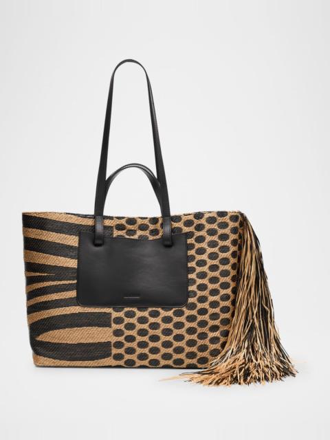 ULLA JOHNSON Lali Large Multi-Pattern Fringe Tote Bag