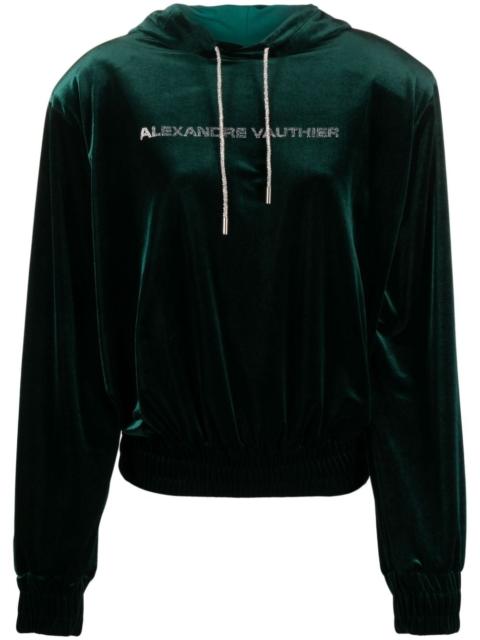 ALEXANDRE VAUTHIER logo-print velour hoodie