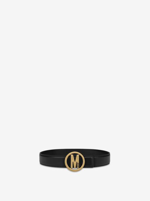 Moschino CIRCLE M BUCKLE CALFSKIN BELT