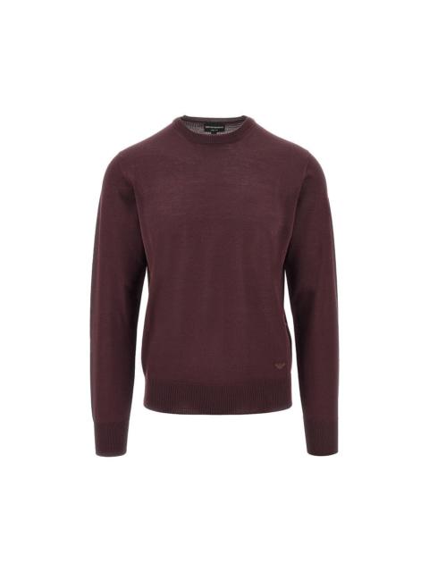 EMPORIO ARMANI VIRGIN WOOL SWEATER WITH EAGLE EMBROIDERY