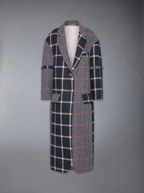 Thom Browne FUNMIX PRINCE OF WALES ARMBAND OVERCOAT