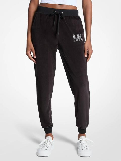 MICHAEL KORS Embellished Logo Velour Joggers