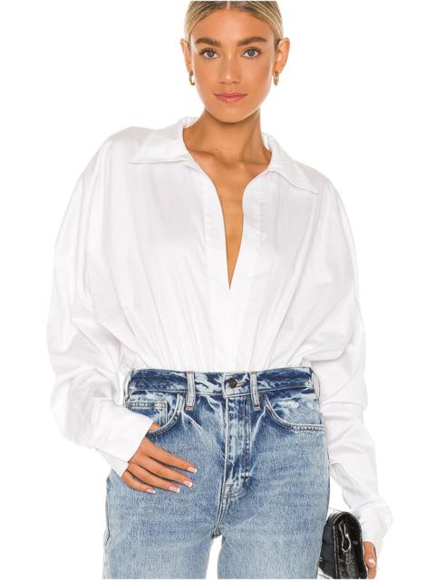 NORMA KAMALI Oversized Boyfriend Shirt Bodysuit
