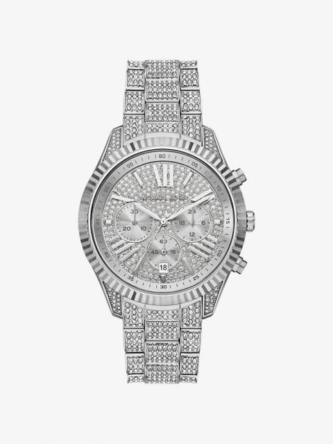 MICHAEL KORS Oversized Lexington Pavé Silver-Tone Watch
