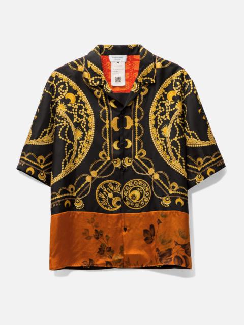Marine Serre REGENERATED SILK AND ORNAMENT JEWELRY BOWLING SHIRT
