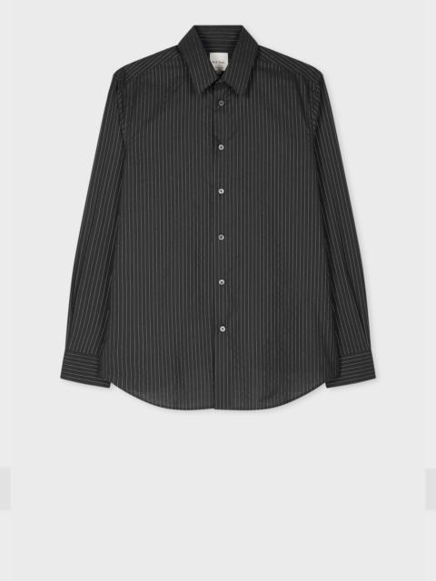 Paul Smith Charcoal Glitter Pinstripe Cotton Shirt