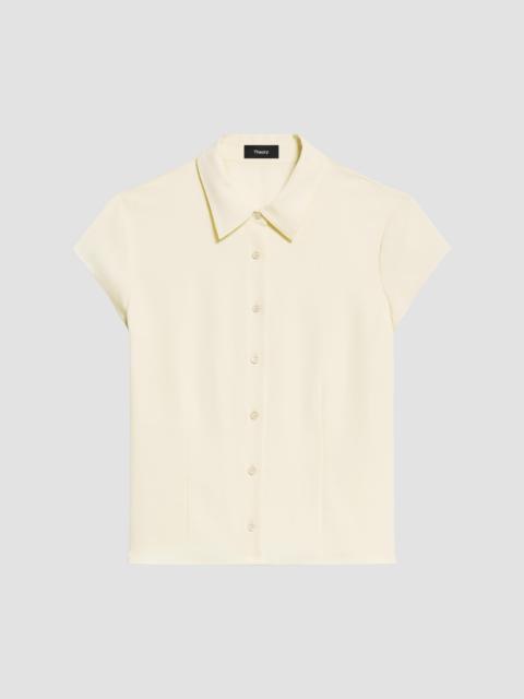Theory Women's Cap-Sleeve Silk Button-Front Shirt - Sunbeam