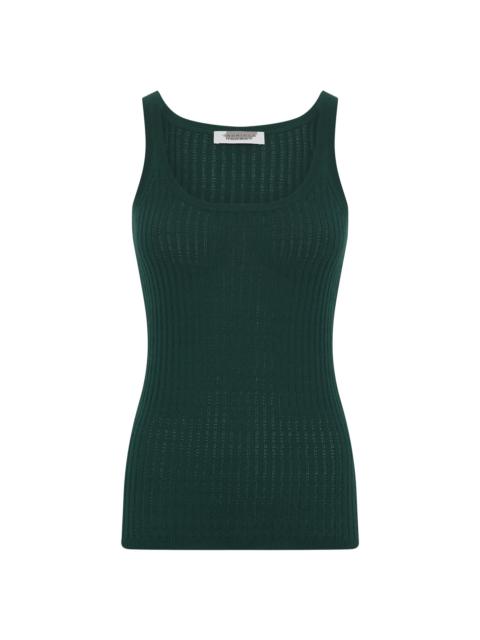 GABRIELA HEARST Nevin Pointelle Knit Tank Top in English Green Cashmere Silk