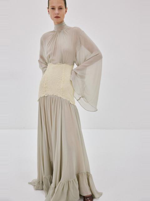 De La Vali WILLOW MAXI DRESS IN STONE BEIGE AND SOFT YELLOW