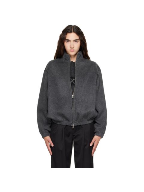 NOTHING WRITTEN Gray Plaza Zip Blouson Jacket