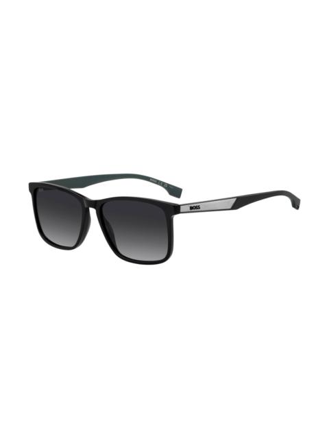 BOSS TEMPLE-LOGO SUNGLASSES IN BLACK ACETATE