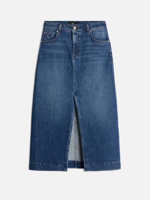 7 For All Mankind Amber Denim Midi Skirt in Artifact