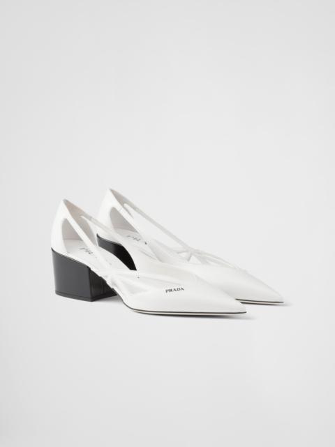 Brushed leather cut-out pumps