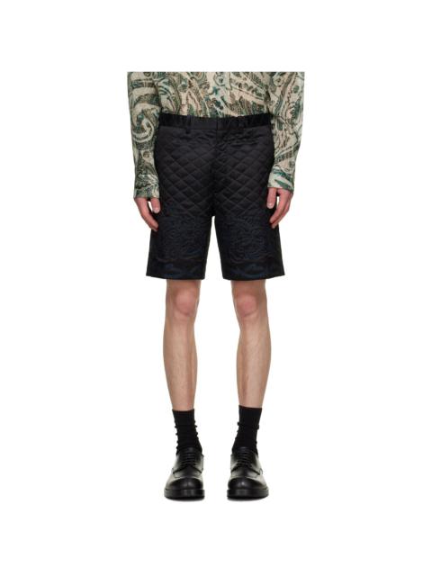 Dries Van Noten SSENSE Exclusive Black Quilted Silk Shorts