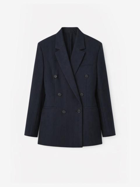 The Frankie Shop Jade Double-Breasted Blazer - Black/White Pinstripe