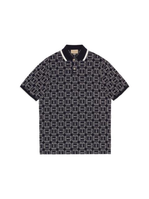 Horsebit-print polo shirt