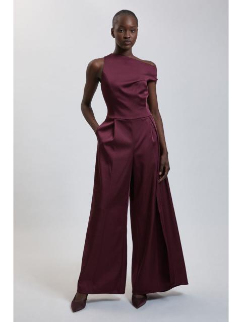 KAREN MILLEN Tailored Satin Drape Asymmetric Jumpsuit