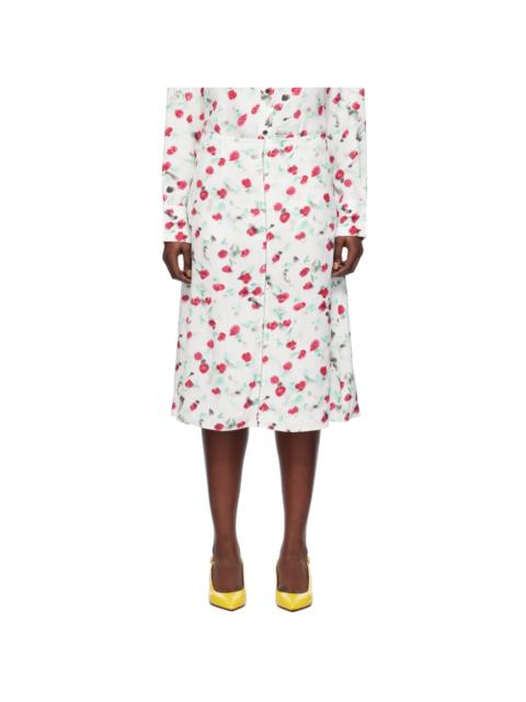 Marni White Printed Midi Skirt