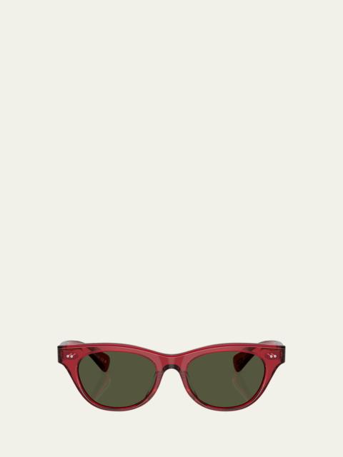 Oliver Peoples Avelin Havana Acetate Butterfly Sunglasses