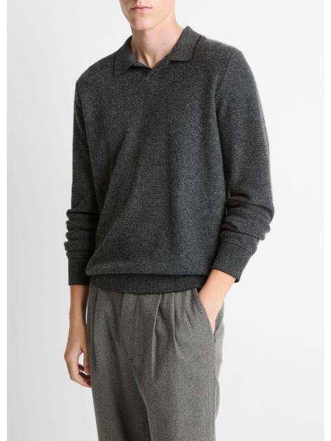Vince Feed Stripe Plush Cashmere Johnny-Collar Sweater