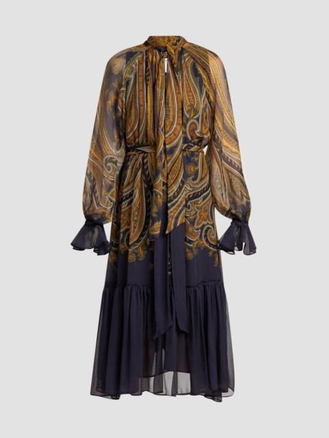 Etro Women's Paisley Silk Tieneck Midi Dress - Multi