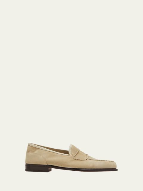 John Lobb 남성 목욕 스웨드 페니 Loafers