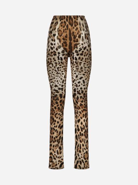 Leopard-print marquisette pants