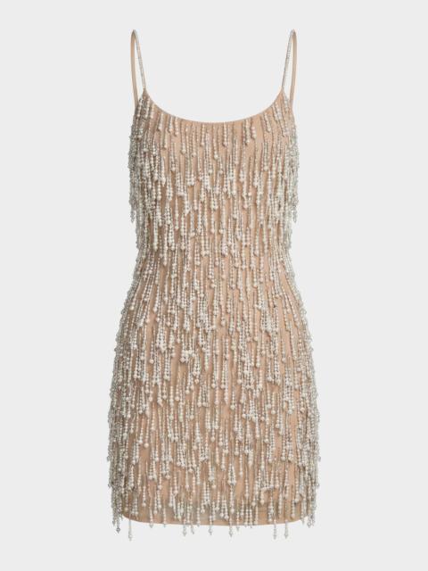 MAC DUGGAL Beaded Fringe Bodycon Mini Dress
