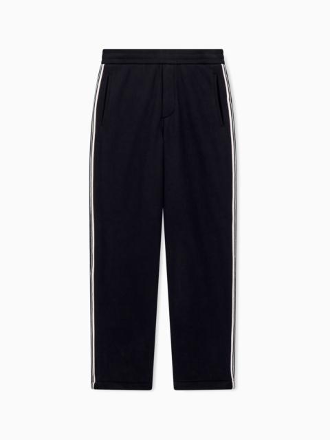 EMPORIO ARMANI TROUSERS IN COTTON FRENCH TERRY WITH STRIPES AND POCKETS