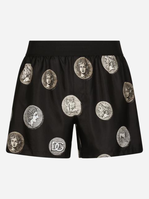 Dolce & Gabbana Coin print silk shorts