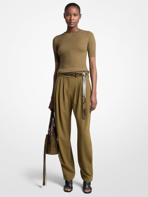 MICHAEL KORS COLLECTION Pleated Tissue Wool Crepe Barrel Trousers
