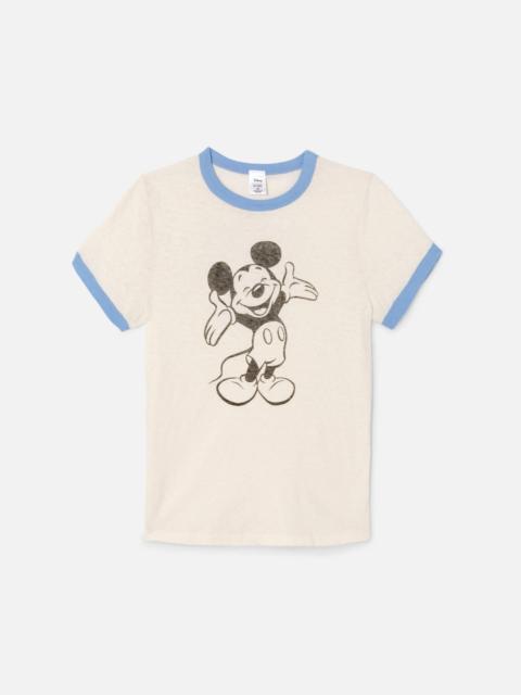 RE/DONE 60s Slim Ringer Tee The Mickey Mouse Club - Vintage White w/ Seaside