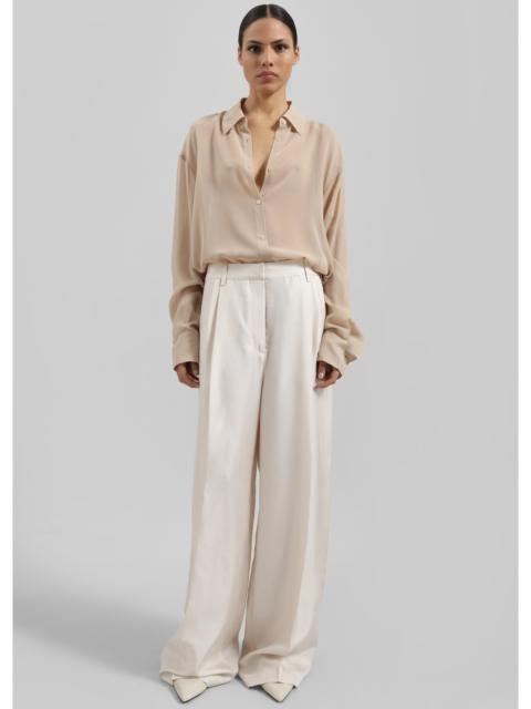 The Frankie Shop Marfa Pleated Silk Trousers - Ivory
