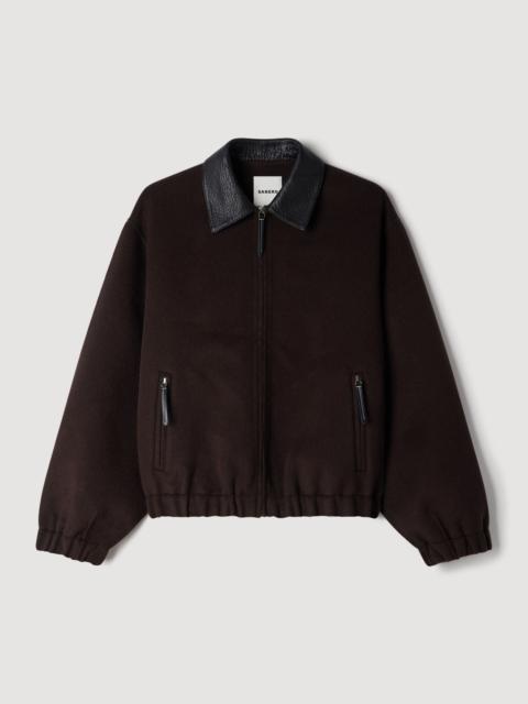 Sandro DOUBLE-FACED LEATHER COLLAR JACKET