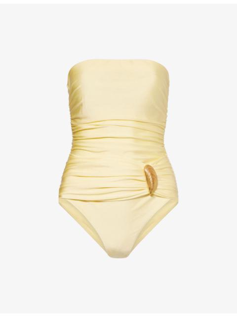 SIMKHAI Lorena Shell Strapless Swimsuit