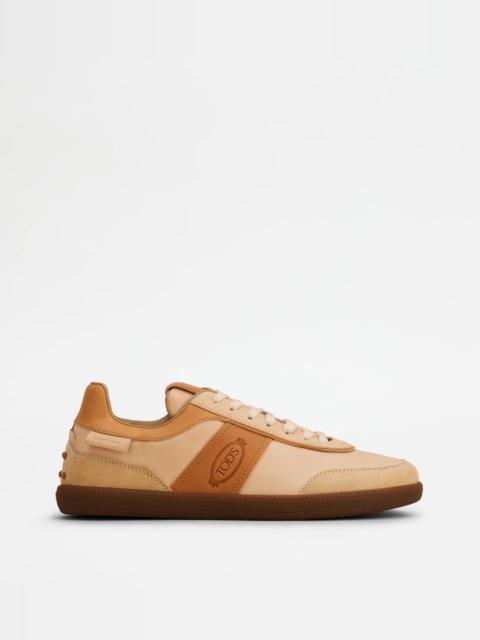Tod's TOD'S TABS SNEAKERS IN LEATHER - BEIGE, BROWN