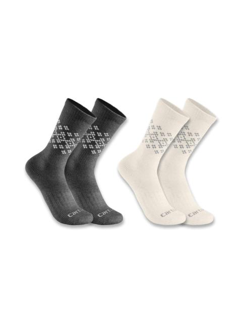 Carhartt Women's Midweight Synthetic-Wool Blend Fairisle Crew Sock 2-Pack