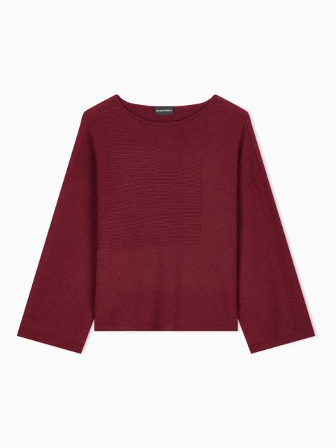 EMPORIO ARMANI SWEATER IN TEXTURED VIRGIN WOOL AND CASHMERE WITH ROUND NECK