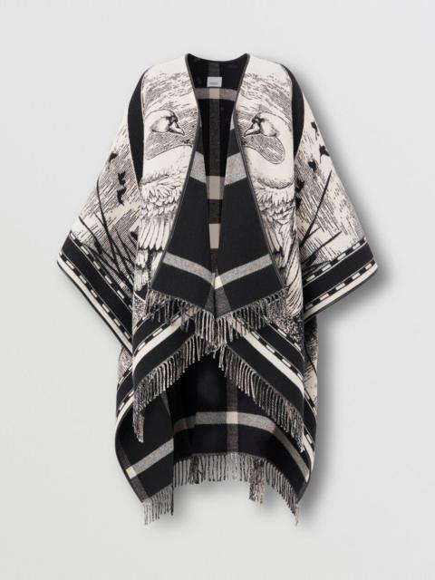 Burberry Reversible Swan Kingdom Wool Jacquard Cape