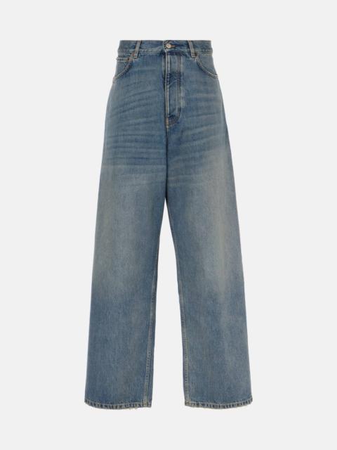 BALENCIAGA Faded mid-rise wide-leg jeans