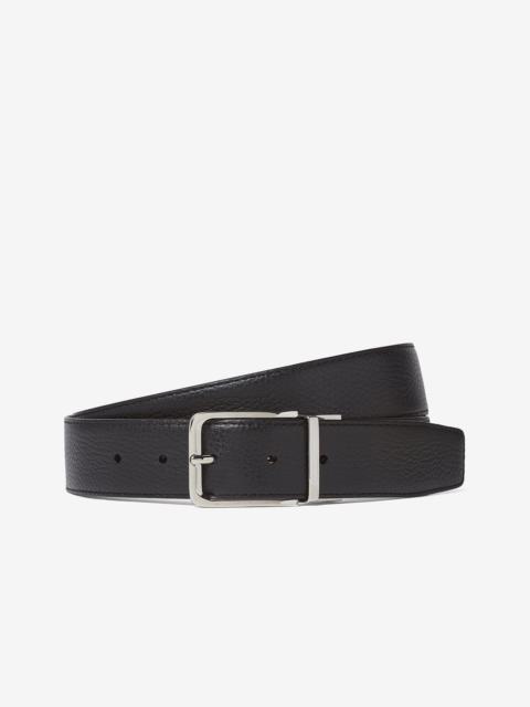CORNELIANI Black/cognac leather belt with dollar print
