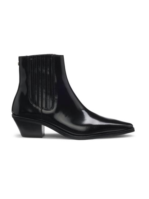 BOSS CUBAN-HEEL ANKLE BOOTS IN POLISHED LEATHER