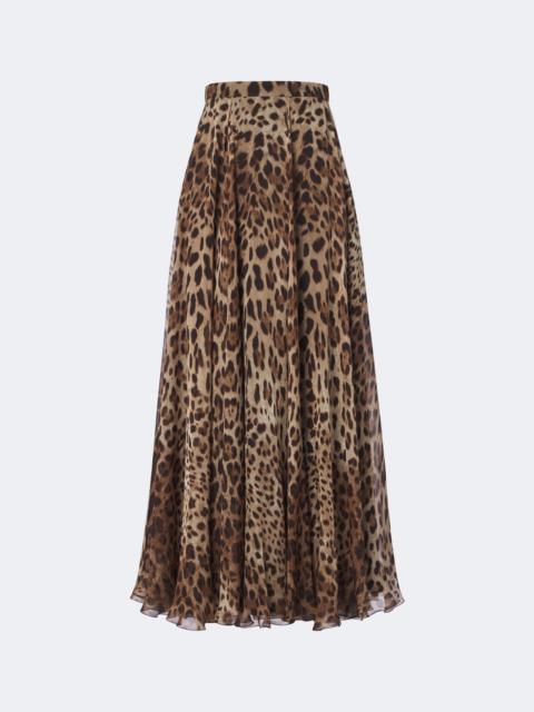 Dolce & Gabbana Leopard-print silk chiffon maxi skirt