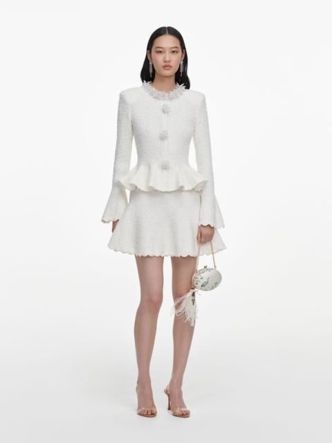 self-portrait White Textured Knit Mini Dress