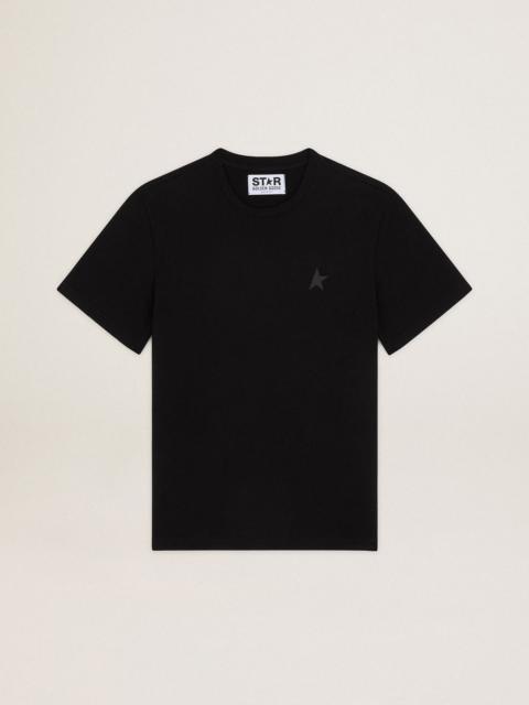Golden Goose Black Star Collection T-shirt with tone-on-tone star on the front