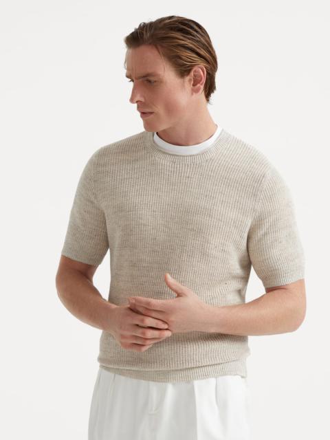 Brunello Cucinelli Linen and cotton half English rib knit t-shirt