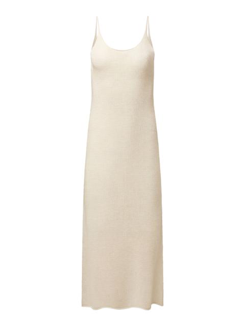 onia Textured Linen Sweater Scoop Maxi Dress ivory