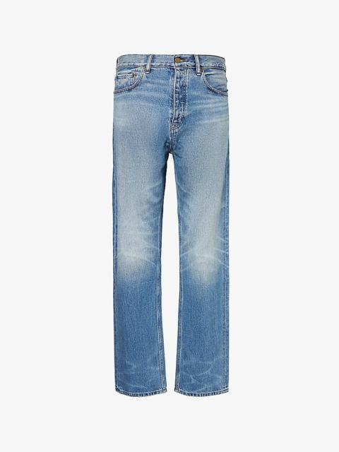 ESSENTIALS Brand-patch straight-leg high-rise denim jeans