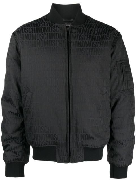 all-over-logo-print cotton bomber jacket